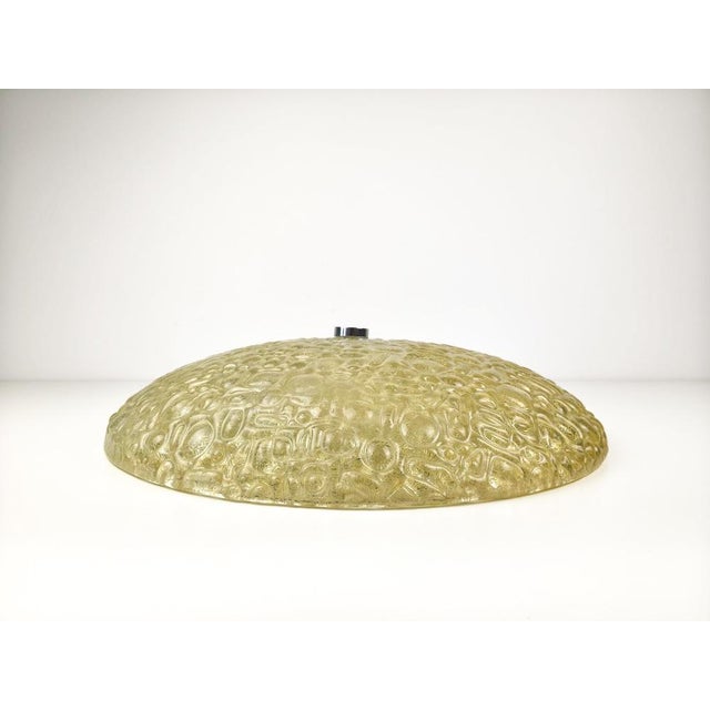 Large Mid-Century Modern Textured Glass Flush Mount or Wall Light, Germany, 1970s For Sale - Image 9 of 18