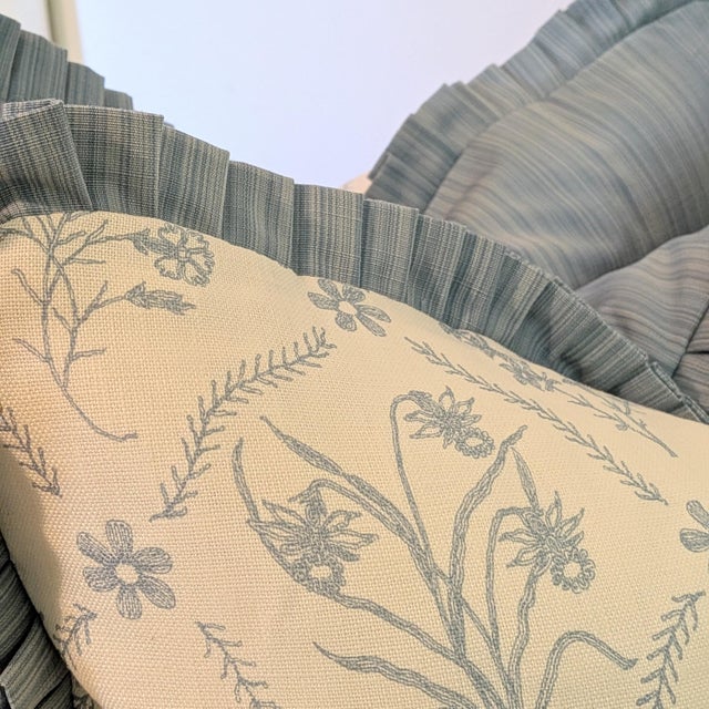 Soane Britain Lucknawi Flower Lumbar Pillows With Blue Pleated Ruffle - Pair For Sale - Image 12 of 12