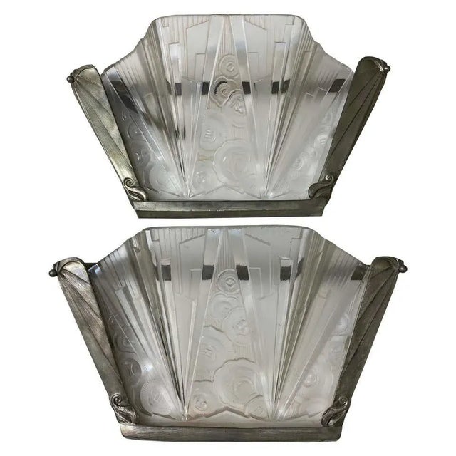 Pair of Hettier Vincent French Art Deco Wall Sconces For Sale - Image 12 of 12
