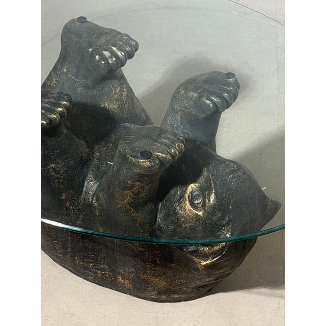 Black Bear Coffee Table in Resin with Glass Top For Sale - Image 3 of 9