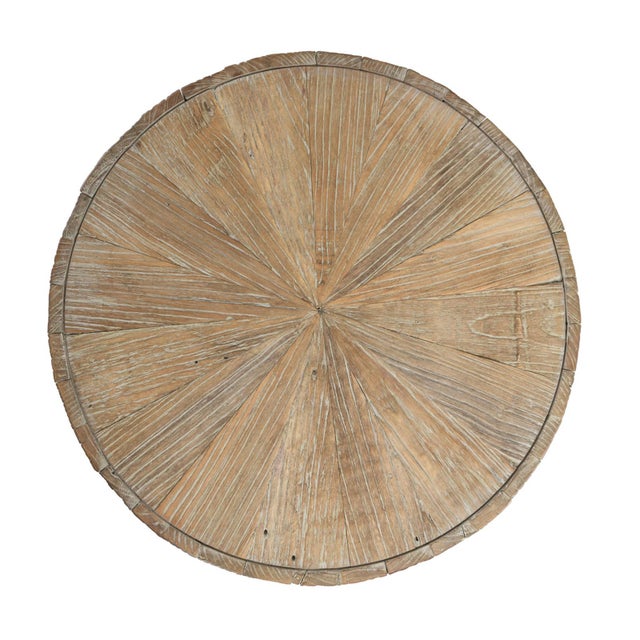 Wood Mia Round Wood & Iron Side Table For Sale - Image 7 of 9