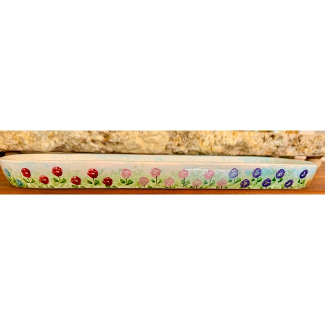Charming Kathy Hatch Collection ceramic serving tray featuring a soft crackle-glaze ground, hand-painted butterflies, and...