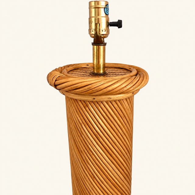 1970s Mid-Century Italian Warm Honey Colored Pencil Reed Floor Lamp C. 1970's For Sale - Image 5 of 9