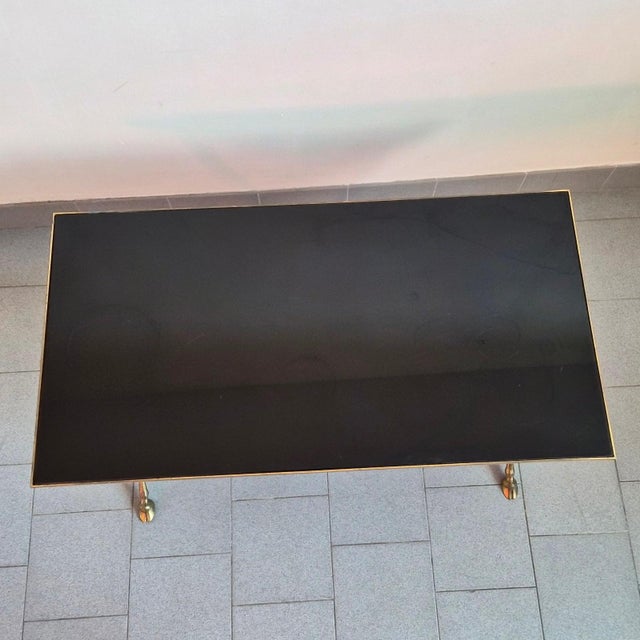 Maison Jansen Vintage Coffee Table in Bronze and Glass with Goats Feet from Maison Jansen, 1970s For Sale - Image 4 of 15