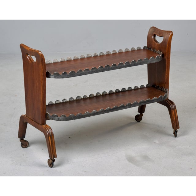 Early 20th Century English Rolling Trolley With Scalloped Gallery For Sale - Image 10 of 11