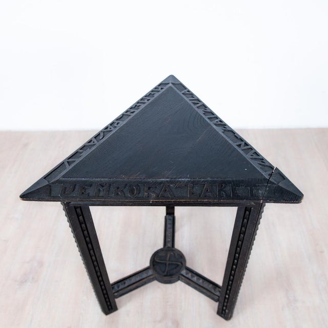 1920s Stained and Carved Wooden Side Table from Benjamin Gomez, 1920s For Sale - Image 5 of 9