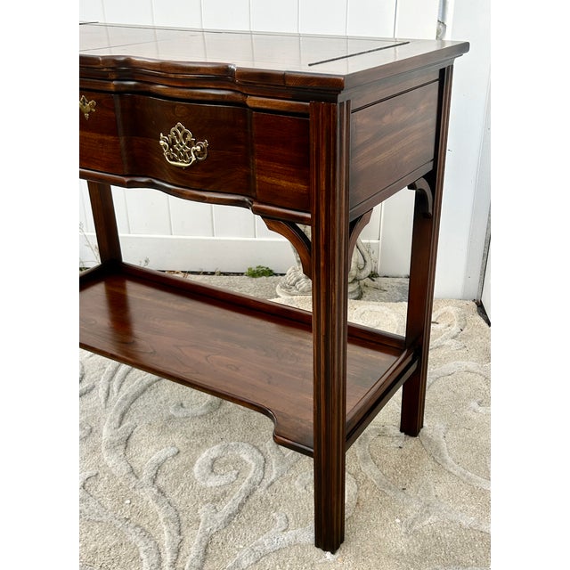 Harden Cherry Server Console Table Flip Top Vintage Chippendale Bar Buffet Shelf For Sale In Philadelphia - Image 6 of 14