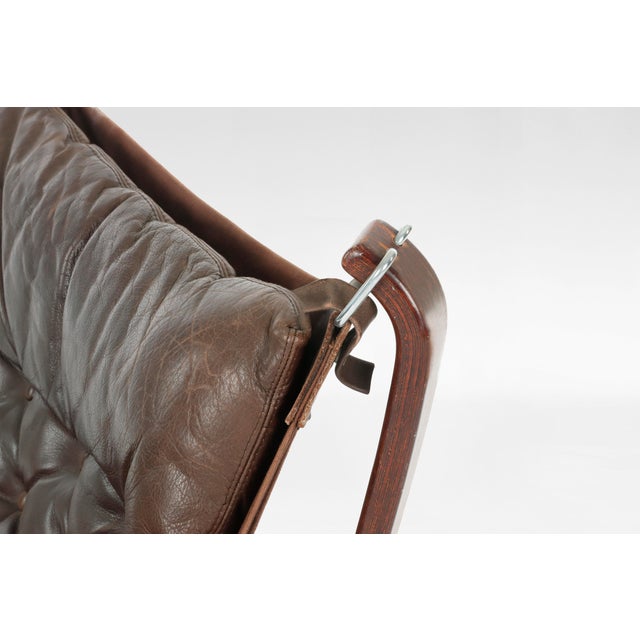 Wood Vintage Falcon Chair in Brown Leather and Plywood by Sigurd Ressell for Vatne Møbler, 1970s For Sale - Image 7 of 8
