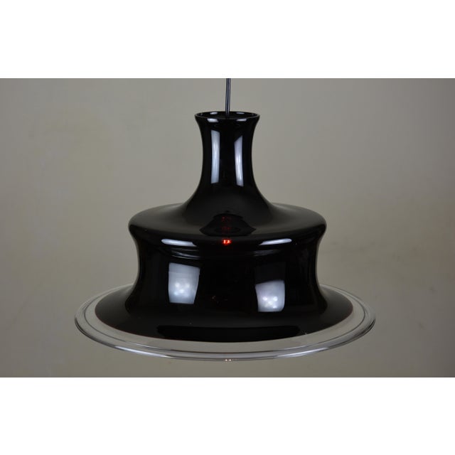 An elegant and minimalist sonate 2 pendant light designed in 1978 by renowned danish glass artist michael bang for the...