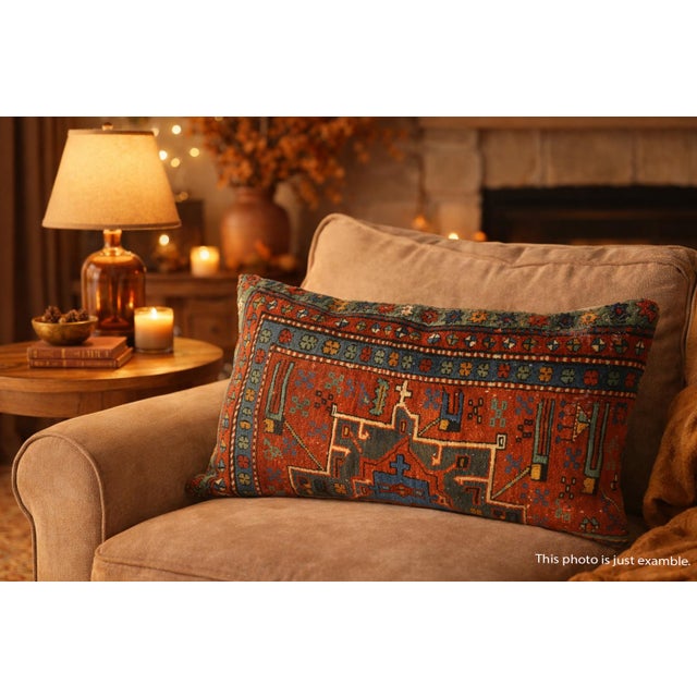 Contemporary Antique Made in Caucasian Kazak Rug Sofa Pillow Cover -19'' X 39'' For Sale - Image 3 of 13