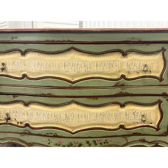 Late 20th Century Painted French Style Jardin Chest of Drawers For Sale - Image 12 of 12