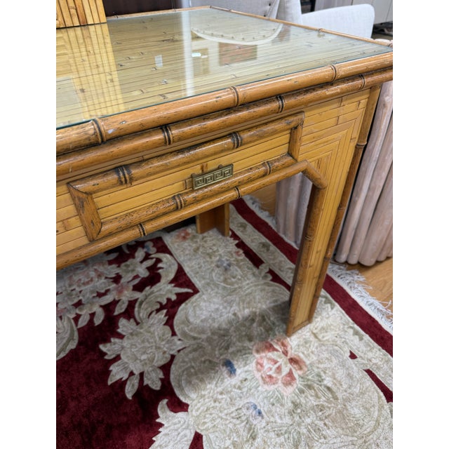 Tan Mid Century Raymor Bamboo Desk With Mirror For Sale - Image 8 of 10
