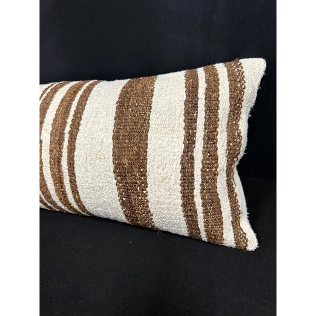 Turkish Hemp Pillow Cushion Natural Beige Brown Cushion Cover 14x40 For Sale - Image 4 of 4