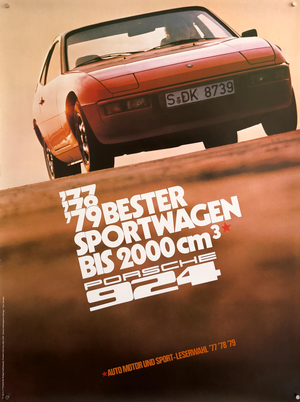 924 Best Sports Car Porsche Poster by Erich Strenger, 1979