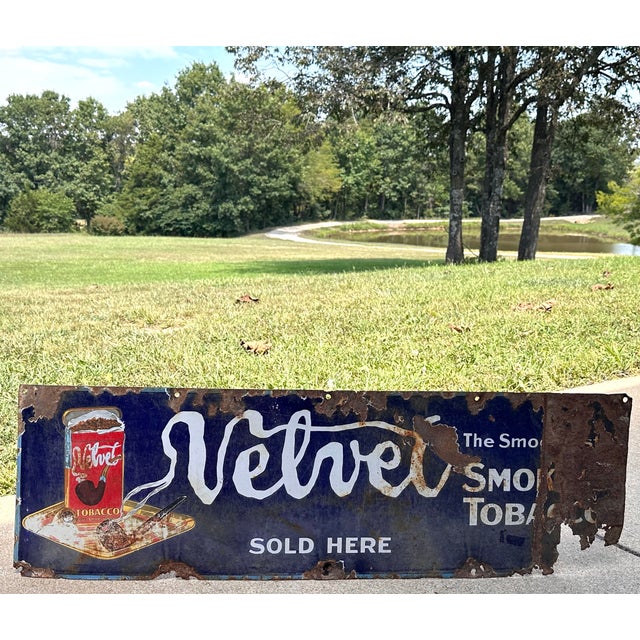 Velvet Smoking Tobacco Antique Advertising Porcelain Sign For Sale - Image 13 of 13
