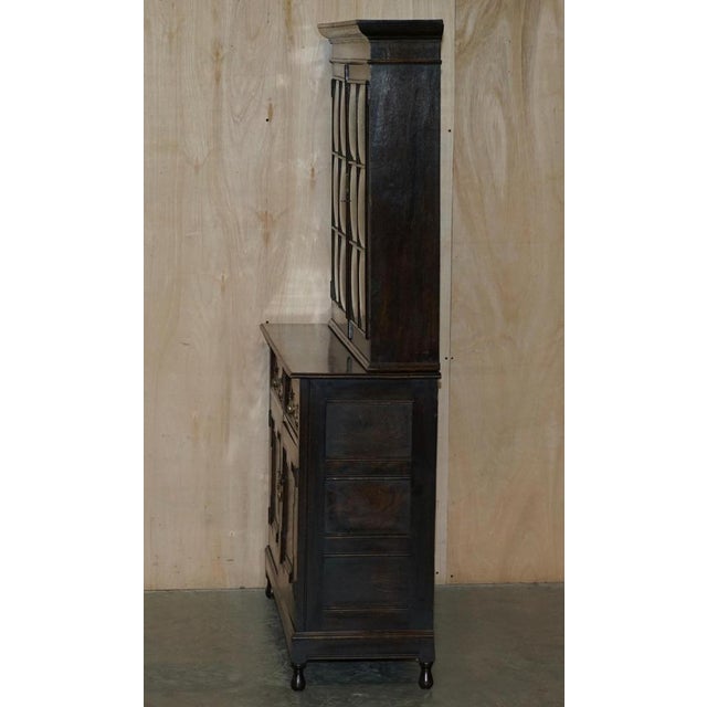 Vintage Jacobean Revival English Carved Oak Bookcase, 1900s For Sale - Image 15 of 18