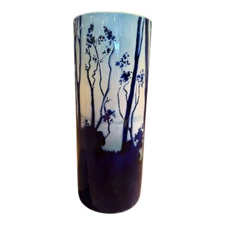 Mid-Century French Blue and White Porcelain Umbrella Stand Signed Gédé For Sale