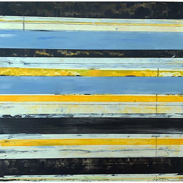 Lloyd Martin Abstract Composition in Yellow, White and Blue Painting For Sale