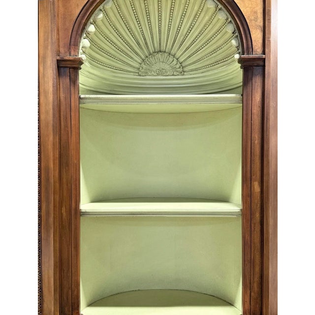 Brown Large Scale English Georgian Style Fruitwood Corner Cabinets W/ Fan or Grotto Shell Form -Pair For Sale - Image 8 of 9