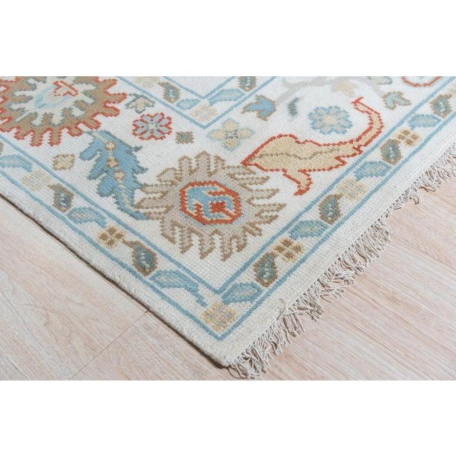 8x10 Ivory Hand-Knotted Wool Floral Lattice Elegance Traditional Carpet Rug For Sale - Image 4 of 8