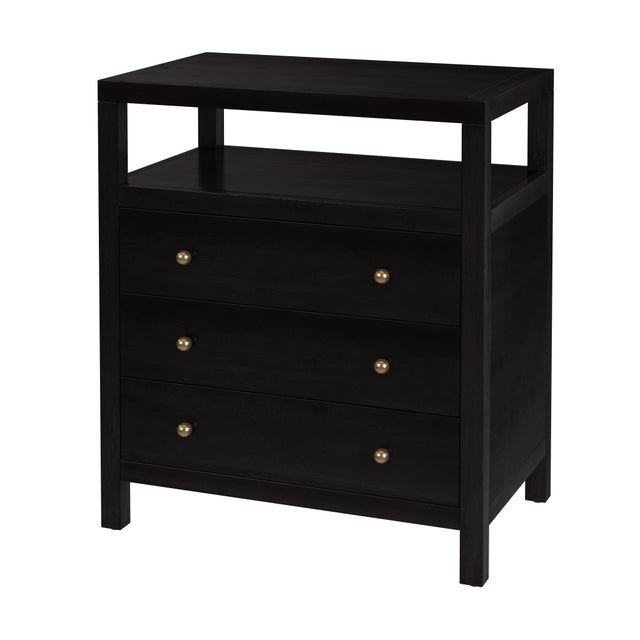 Black Nora 27 in. W Rectangular Wood 3 Drawer Tall Nightstand with Open Shelf on Top, Antique Coffee For Sale - Image 8 of 8