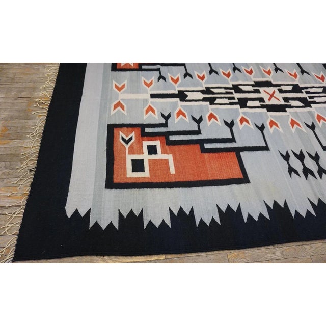Gray 1930s Chimayo Southwestern Style Carpet ( 7'2" x 11'2" - 230 x 340 ) For Sale - Image 8 of 11