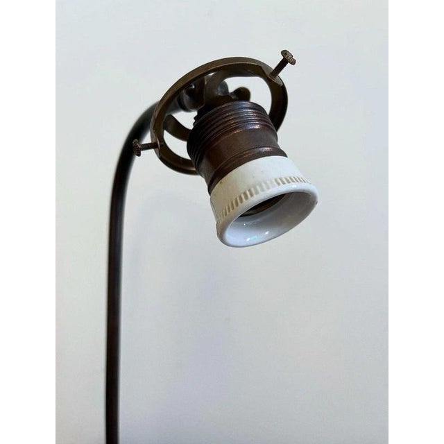 Art Nouveau Brass and Copper Adjustable Table Lamp with Ribbed Glass Shade, 1905 For Sale - Image 6 of 10