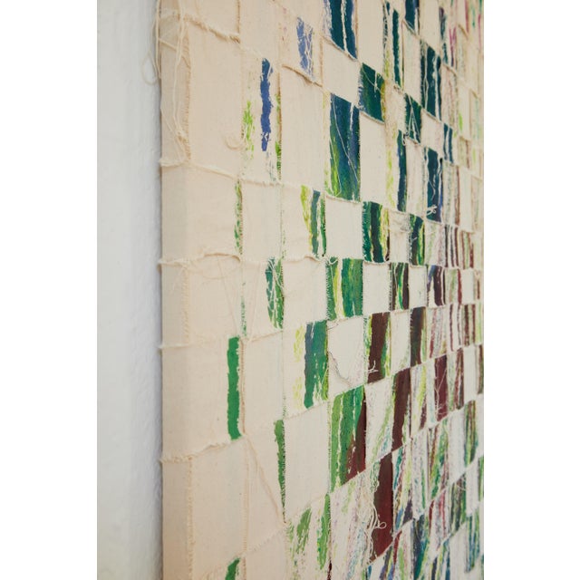 "Imprints / Green Pink Blue Yellow Brown" Large Abstract Oil Painting by Simon Findlay For Sale - Image 10 of 18