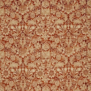 Morris & Co Sunflower Velvet Fabric in Saffron/Vellum For Sale