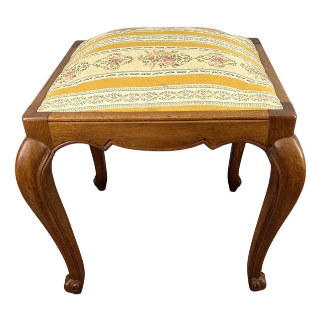 Vintage French Louis Style Oak Ottoman For Sale