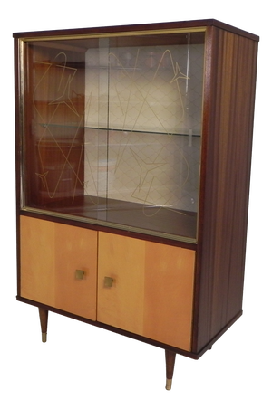 Space Age Display Cabinet with Glass Sliding Doors, Belgium, 1960s