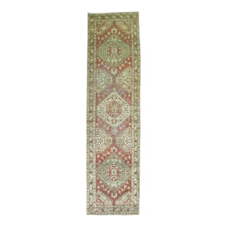 Antique Zabihi Collection Rustic Persian Heriz Runner - 3' x 10'9" For Sale