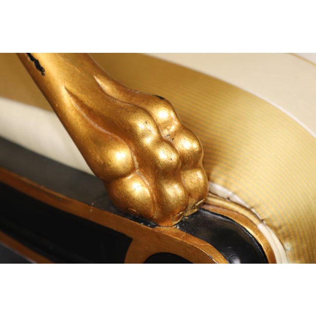 Wood Pair English Regency Thomas Hope Style Ebonized & Gilt Armchairs For Sale - Image 7 of 16
