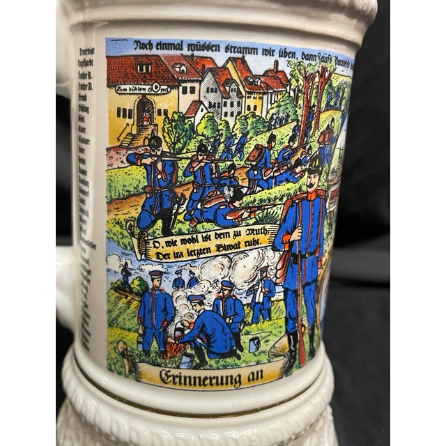 A Vintage Gerzit German Beer Stein With Elaborate Pewter Lid. For Sale - Image 10 of 12