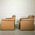 1990s Post Modern Slab Sided Tan Leather Club Chairs - a Pair For Sale - Image 5 of 8
