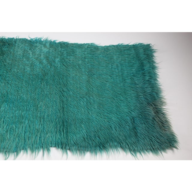 Late 20th Century Rare Filikli Rug Woven From Ankara Goat Filik Hair – Anatolia HandmadeTurquoise Rug -2' 2'' X 7' 4'' For Sale - Image 4 of 9