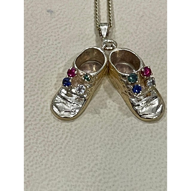 Pair of Shoe Charms with Precious Stone Pendant Necklace and Yellow Gold Chain For Sale - Image 17 of 18