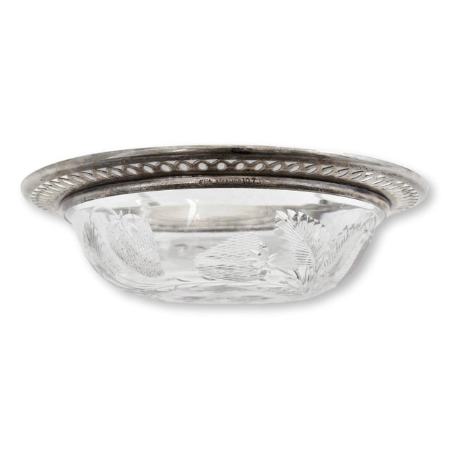Art Deco Early 20th Century Set of Six American Crystal Dessert Bowls With Sterling Silver Rims For Sale - Image 3 of 7