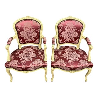 Set of Louis XV Convertible Armchairs in Lacquered and Carved Wood, 1890s For Sale