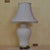 American Vintage American Ivory Glazed Ceramic Table Lamp With Brass Base and Embossed Bell Shade For Sale - Image 3 of 18