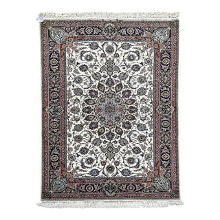 Fine Persian Isfahan Wool & Silk Rug 4’9” X 7’4” For Sale