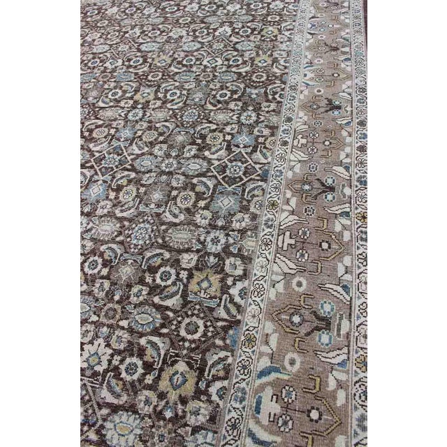 Early 20th Century Chocolate Brown Background Antique Persian Tabriz Rug With All-Over Design For Sale - Image 5 of 16