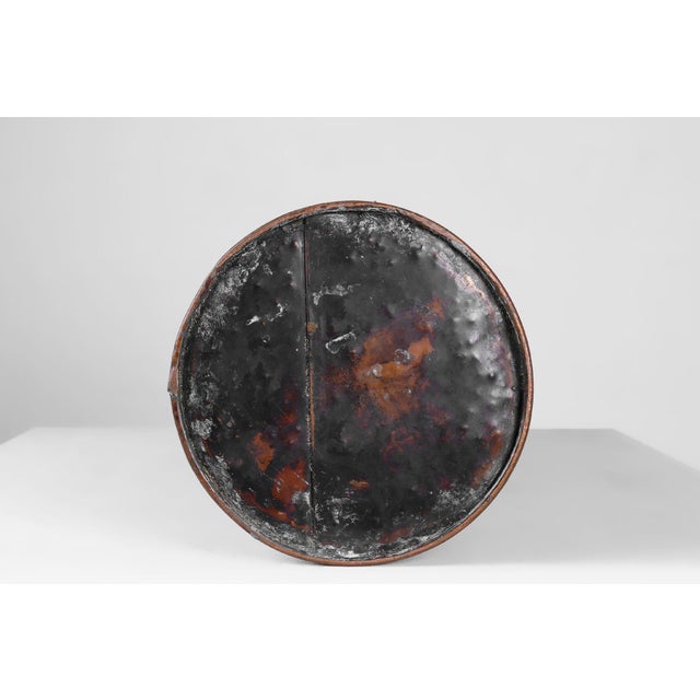 Copper Umbrella Stand with Hammered Relief of Medieval Café, France, 1900s For Sale - Image 12 of 13