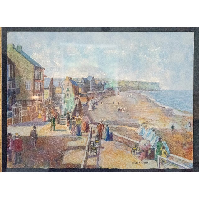 Impressionist 1930s Hugues Claude Pissarro - La Digue D'Arromaches, Pencil With Pastel For Sale - Image 3 of 5