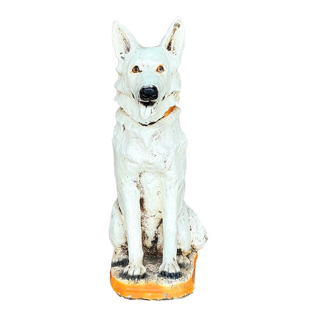 Vintage Boho Painted Ceramic Dog For Sale