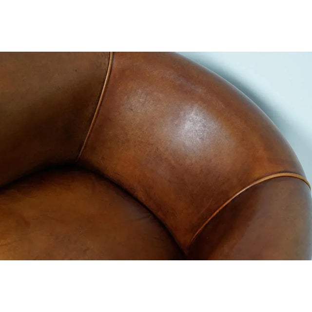 Vintage Dutch Cognac Colored Leather Club Chair For Sale - Image 6 of 18