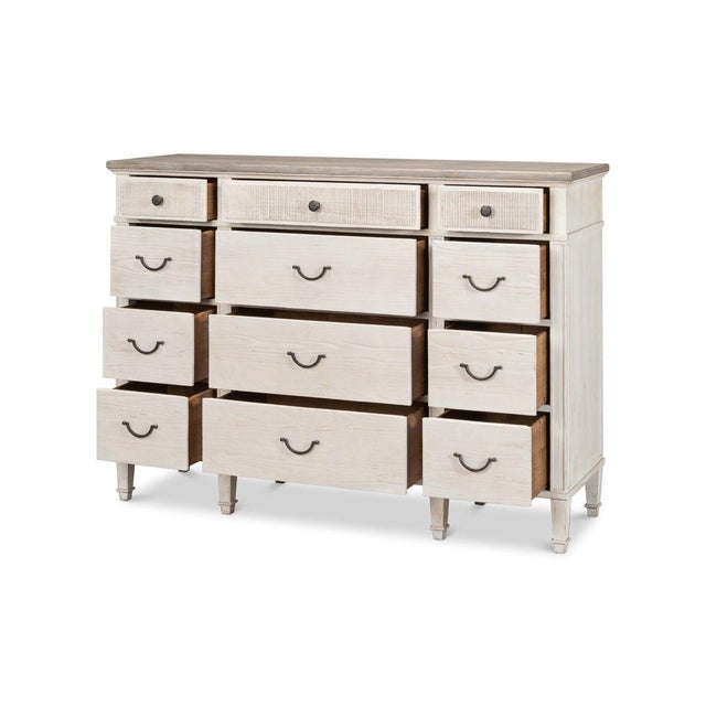 French Provincial White Painted Bungalow Dresser For Sale - Image 3 of 11