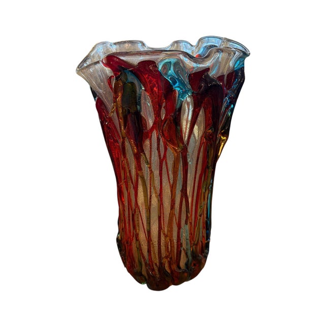 Barovier & Toso Large Murano Polychrome Glass Vase Attributed to Barovier E Toso. Italy, 1960's. For Sale - Image 4 of 8