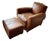 Vintage Vanguard Leather Club Chairs With Ottoman For Sale