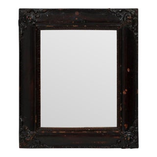 19th Century French Wood Black Patinated Wall Mirror For Sale
